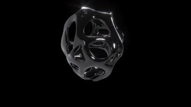 Siyah bg üzerindeki soyut siyah organik nesne sonsuz 4k döndürür