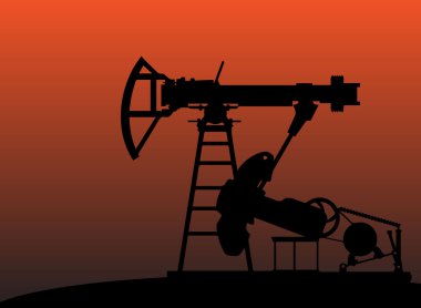 gün batımı vektör çizim içinde petrol pompaları