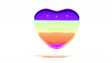 Beyaz bg üzerindeki renkli cam yakıcı kalp sonsuz 4k döndürür.