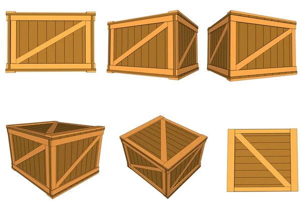 Set cajas de madera Vector — Vector de stock