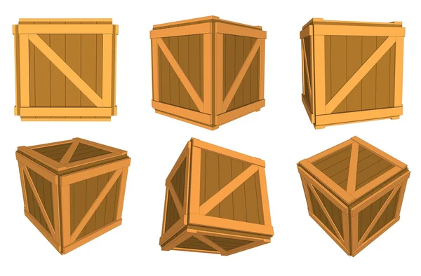 Set cajas de madera Vector — Vector de stock