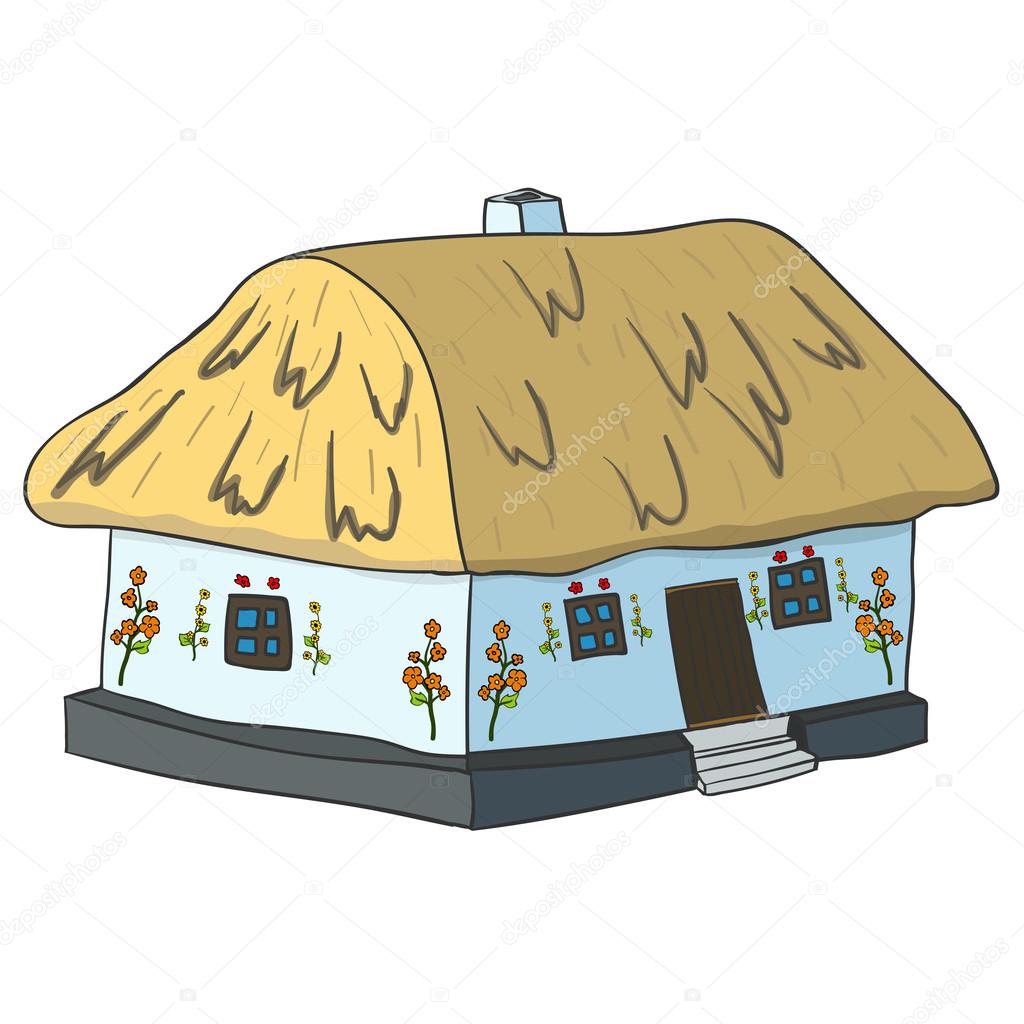 vector illustration of Ukrainian hut image.