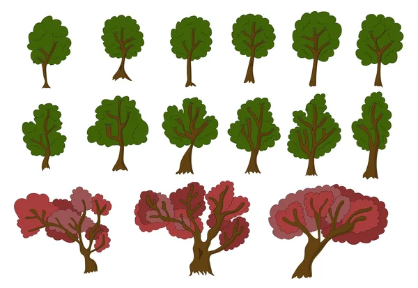 Vecor ensemble d'arbres 2d pour la conception de jeux . — Image vectorielle