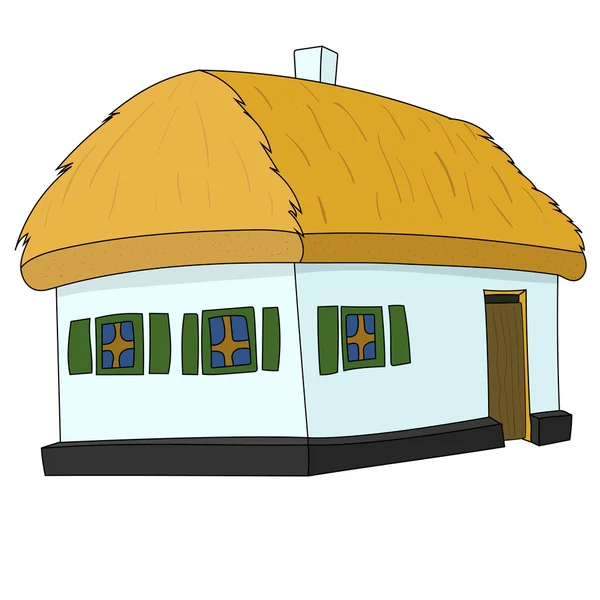 Casa com telhado de palha — Vetor de Stock