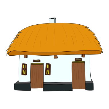 Thatched çatı ile vektör ev