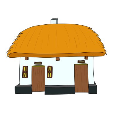 Vector House with thatched roof clipart