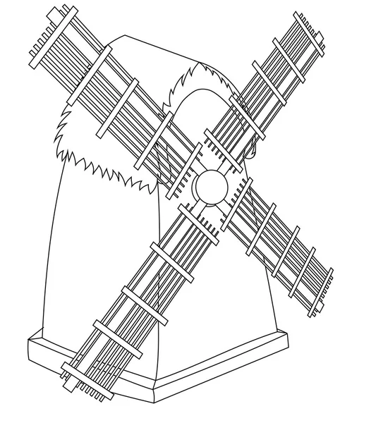 Ilustração desenhada à mão de um moinho — Vetor de Stock