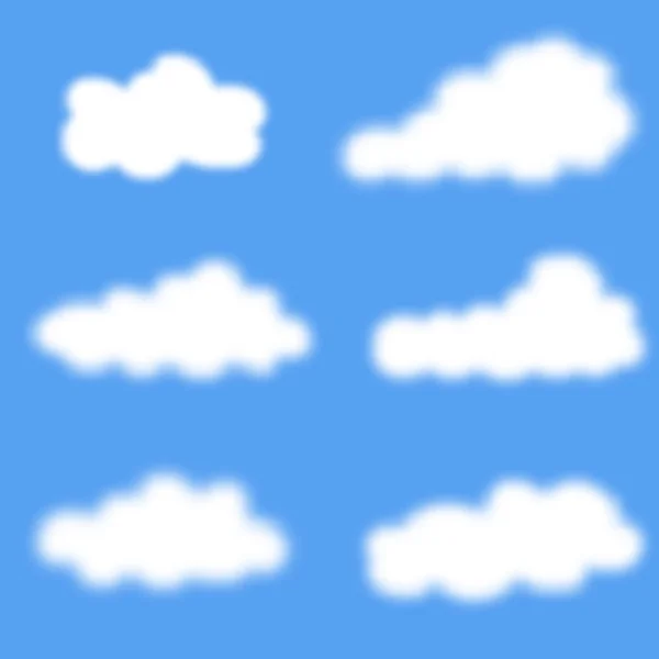 Conjunto de nubes en el cielo azul. Vector — Vector de stock