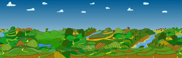 Hermoso paisaje rural. Ilustración vectorial — Vector de stock