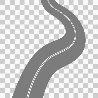 Beyaz işaretli kıvrımlı bir yol. Vektör
