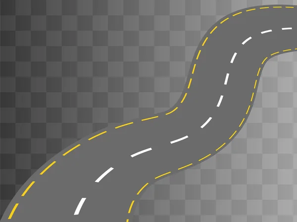 Carretera curva con marcas blancas. Vector — Vector de stock