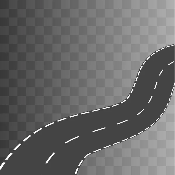 Carretera curva con marcas blancas. Vector — Vector de stock