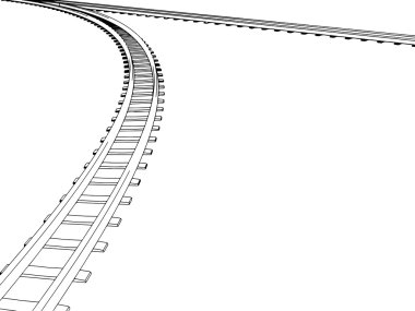 Eğri sonsuz tren yolu. Vektör