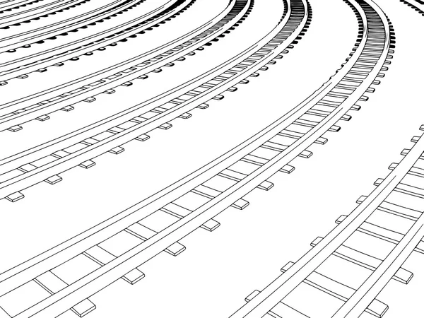 Gebogene endlose Bahngleise. Vektor — Stockvektor