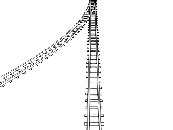 Curvo interminable vía del tren. Vector — Archivo Imágenes Vectoriales