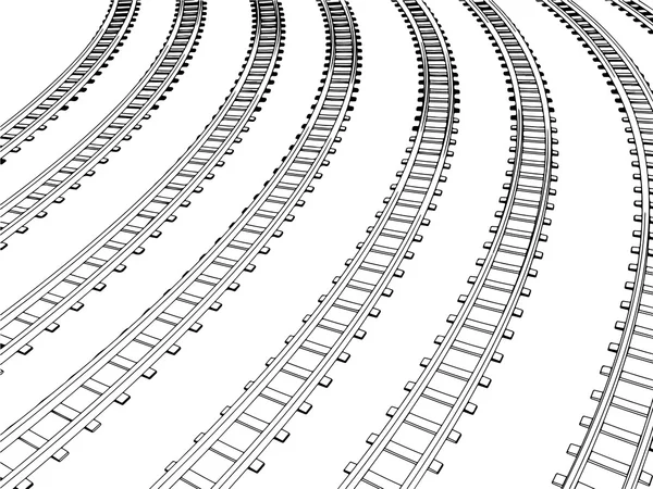 Gebogen eindeloze treinspoor. Vector — Stockvector