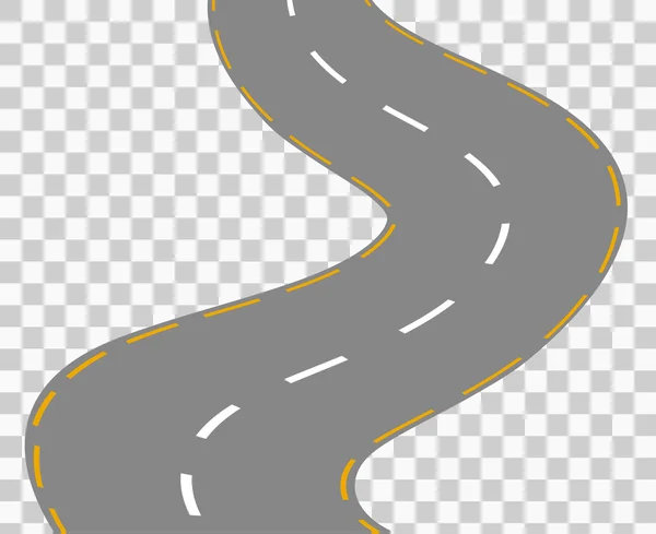Beyaz işaretli kıvrımlı bir yol. Vektör