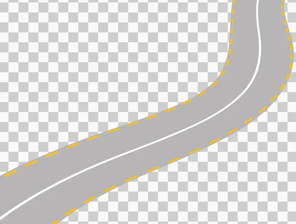 Route courbe avec des marques blanches. Vecteur — Image vectorielle