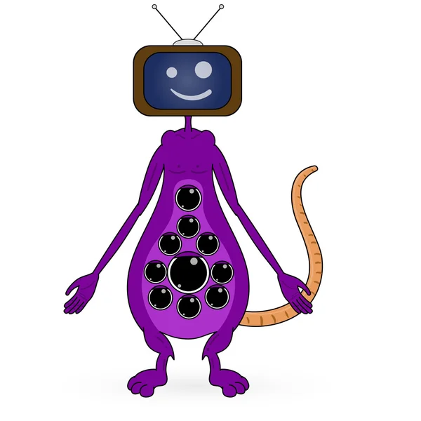 Ilustração de uma TV com um monstro rosa gritando —  Vetores de Stock