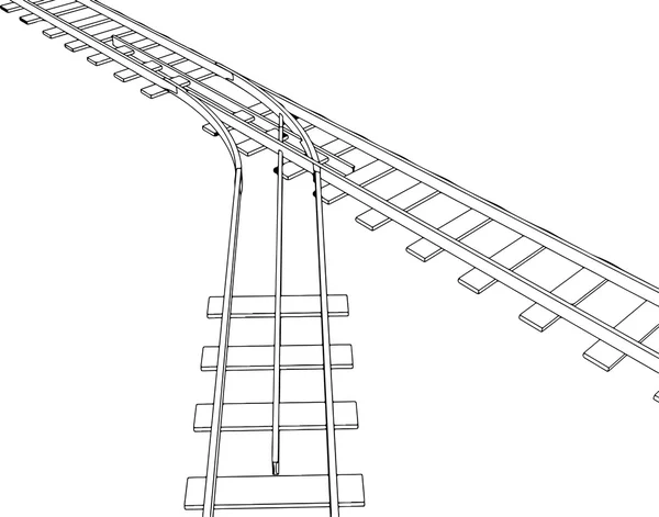 Vector 3D-spoorweg, spoorweg track silhouet — Stockvector