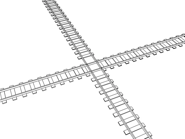 Ferrovia vettoriale 3d, sagoma del binario ferroviario — Vettoriale Stock