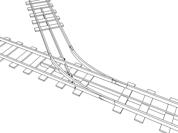 Ferrovia vettoriale 3d, sagoma del binario ferroviario — Vettoriale Stock