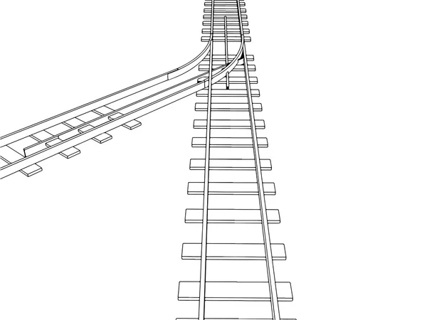 Vector 3d ferroviário, silhueta via férrea — Vetor de Stock