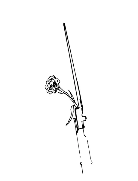 Rifle vectorial con una flor en doula sobre blanco — Vector de stock