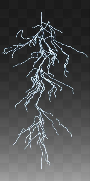 Vector lightnings thunderbolt on transparent — Stock Vector