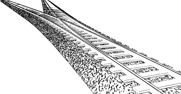 湾曲した無限の列車追跡します。 — ストックベクタ