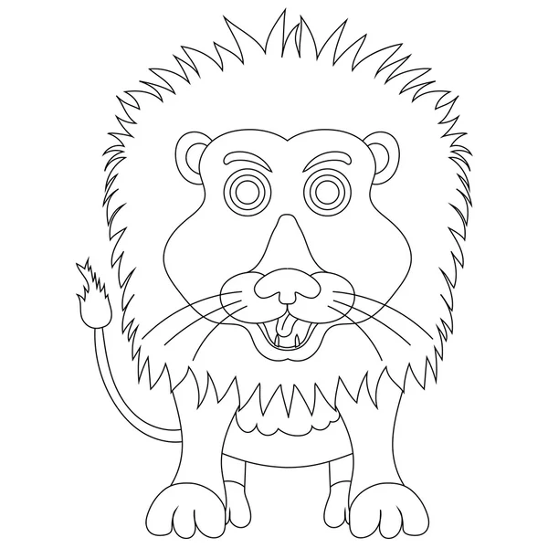 Vector Cute coloring lion cartoon — Stock Vector