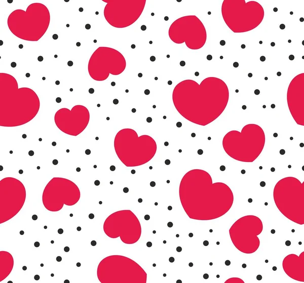 Бесконечный Бесшовный Рисунок Сердец Разного Размера Розовые Красные Векторные Сердца — стоковый вектор