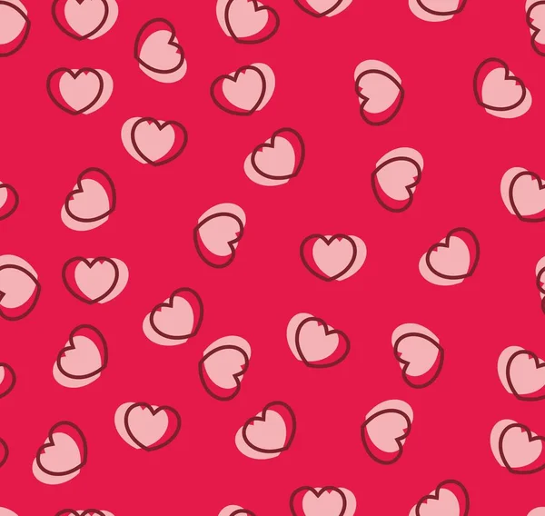Бесконечный Бесшовный Узор Сердец Разных Направлений Розовые Векторные Сердца Красном — стоковый вектор