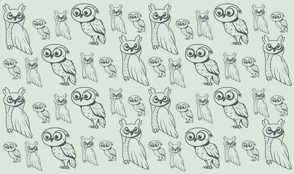 Endless Seamless Pattern Vector Images Owls Contour Birds Texture Wallpaper — Stock Vector