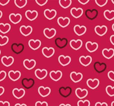 Farklı renklerdeki kalplerin sonsuz kusursuz deseni. Koyu kırmızı ve pembe vektör kalpler. Paket kağıdı için duvar kağıdı. Sevgililer Günü için arkaplan