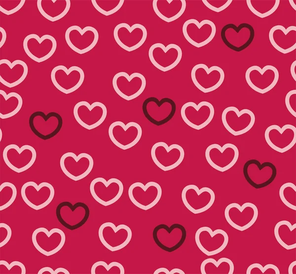 Farklı renklerdeki kalplerin sonsuz kusursuz deseni. Koyu kırmızı ve pembe vektör kalpler. Paket kağıdı için duvar kağıdı. Sevgililer Günü için arkaplan