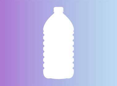 Renkli arka planda 5 litrelik plastik şişe silueti. Su kabı çizgisi menekşe mavisi üzerinde izole edilmiş.