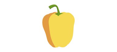 Taze dolma biber. Basit vektör kırmızı biber. Sarı tatlı biber. Beyaz arkaplanda düz tasarım monokrom çizimi