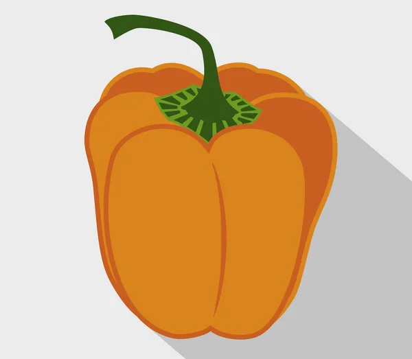 Poivron Frais Paprika Vecteur Poivron Orange Dessin Design Plat Sur — Image vectorielle