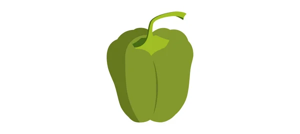 Φρέσκο Πιπέρι Βέκτορ Πάπρικα Πράσινο Γλυκό Πιπέρι Επίπεδη Μονόχρωμη Σχεδίαση — Διανυσματικό Αρχείο