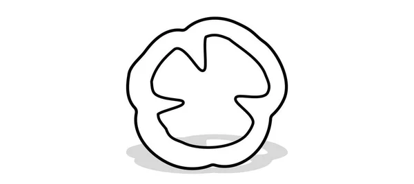 Кольцо Паприки Нарезанный Сладкий Перец Векторный Перец Монохромный Черно Белый — стоковый вектор