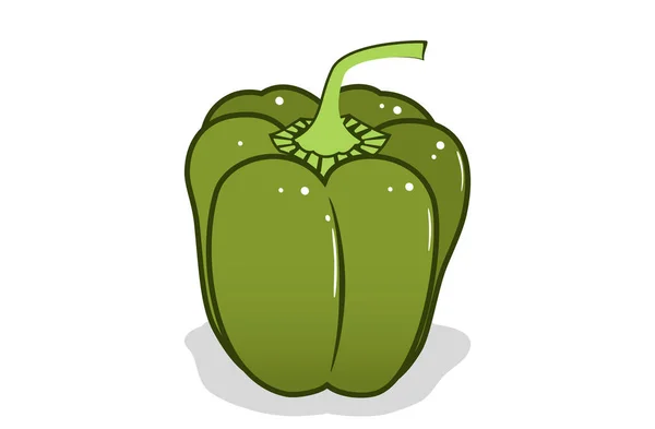 Poivron Frais Paprika Vecteur Poivron Vert Schéma Dessin Sur Fond — Image vectorielle