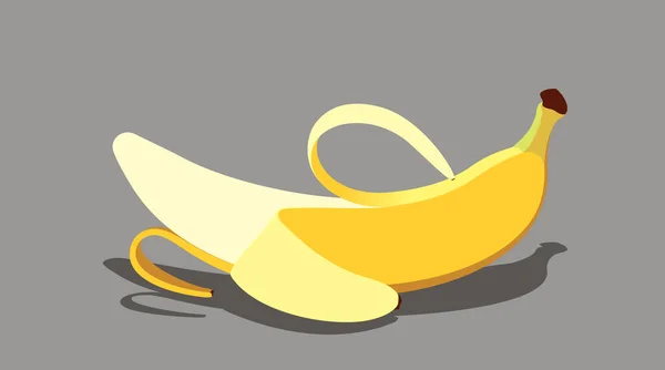 Vector Descubierto Pelado Plátano Amarillo Maduro Con Cáscara Fruto Dibujado — Archivo Imágenes Vectoriales