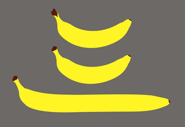Vector Plátanos Diferentes Formas Tres Simples Plátanos Amarillos Maduros Dibujados — Archivo Imágenes Vectoriales