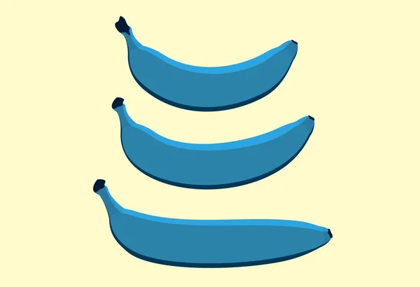 Vector Blue Java Banany Różnych Kształtach Trzy Dojrzałe Banany Narysowane — Wektor stockowy