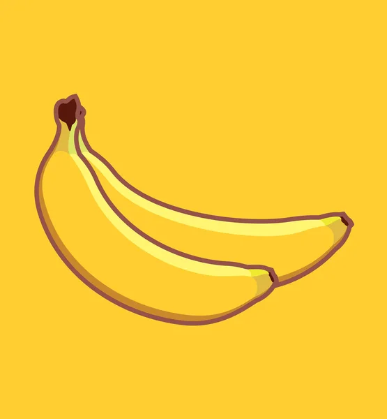 Vector Bunch Bananas Different Shapes Two Ripe Yellow Bananas Drawn — Stock Vector