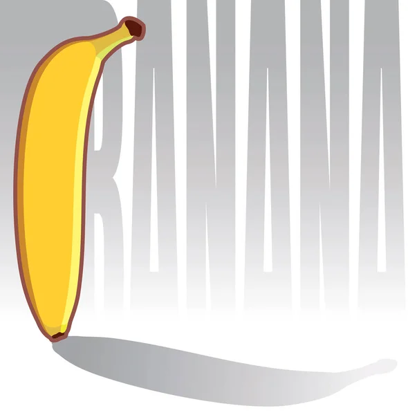Vector Liso Recto Plátano Amarillo Maduro Dibujado Diseño Plano Letras — Archivo Imágenes Vectoriales