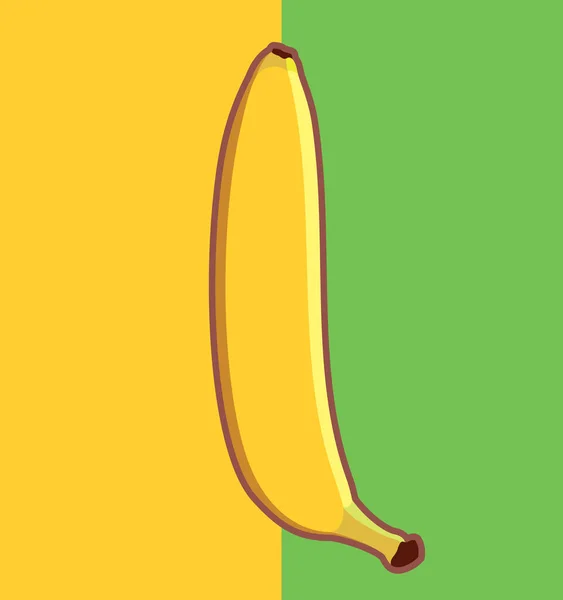 Vetor Liso Banana Amarela Madura Reta Desenhada Design Plano Fruta — Vetor de Stock