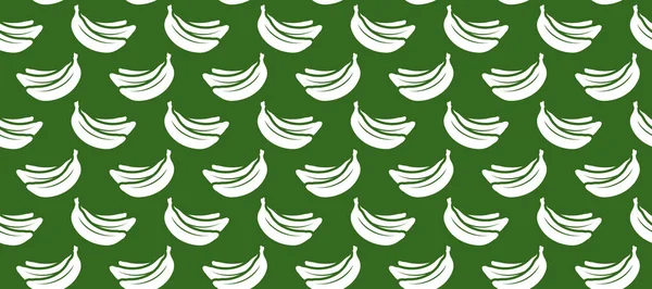 Endless Seamless Pattern White Ripe Bananas Green Background Wallpaper Windy — Stock Vector