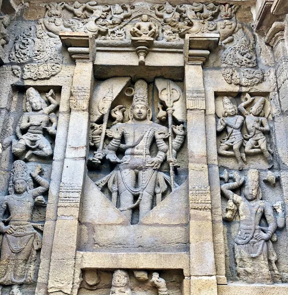 Statua Divinità Indù Dio Antica Pietra Arenaria Intagliata Storico Indù — Foto Stock